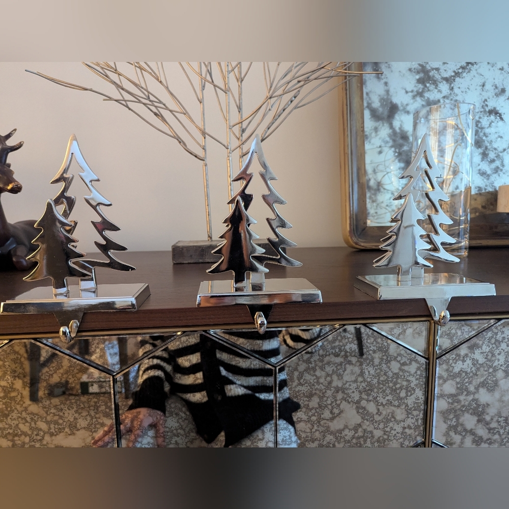 Elegant Silver Tree Stocking Holders